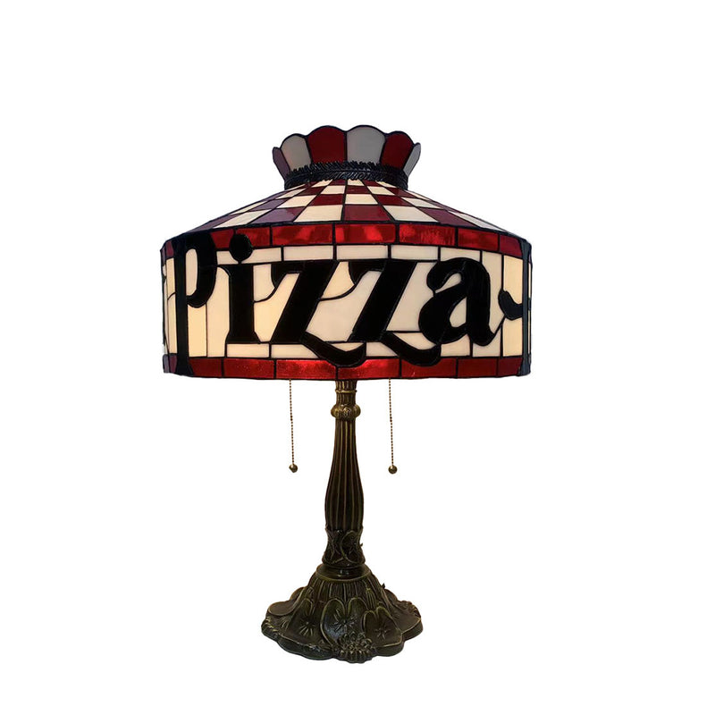 Tiffany Pizza Stained Glass Cone 1-Light Table Lamp
