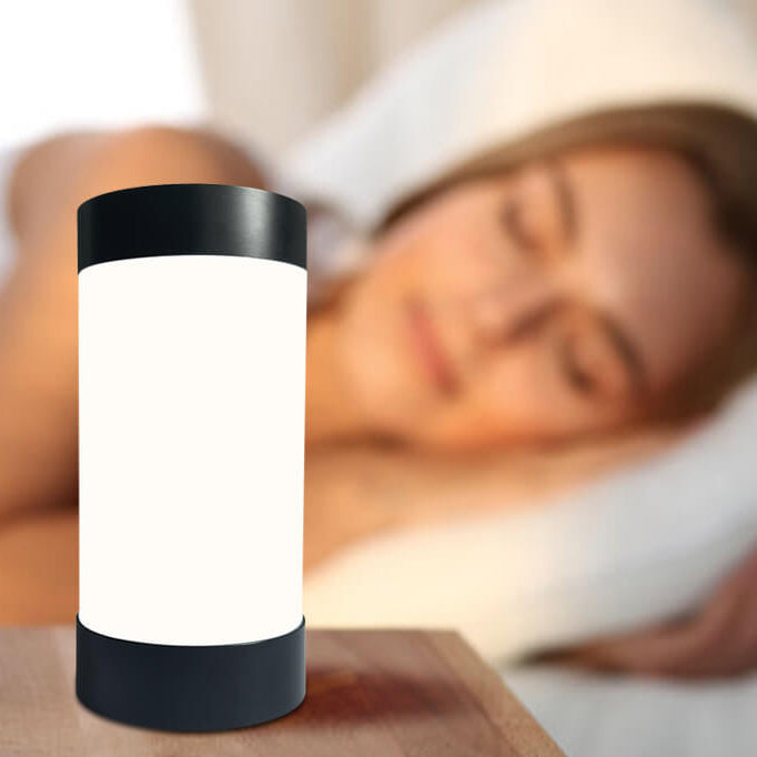 Moderne minimalistische zylindrische Aluminium-Acryl-USB-LED-Tischlampe 
