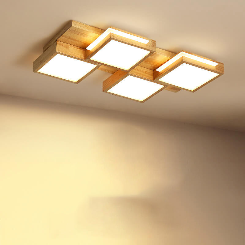 Luz de montaje empotrado LED cuadrada de madera maciza nórdica simple 