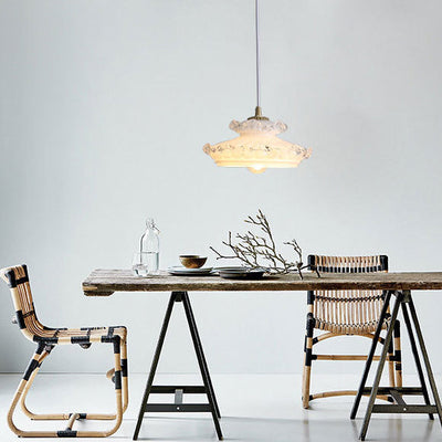 French Light Luxury Glass Petal Double Layer 1-Light Pendant Light