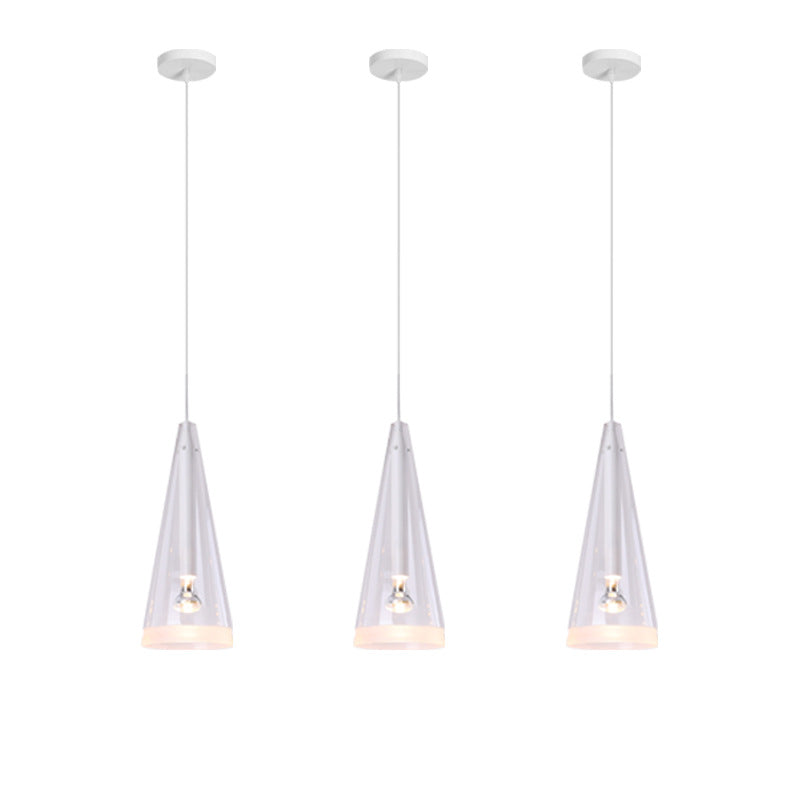 Moderno Minimalista Puro Blanco Claro Cono de Vidrio 1/3-Luz Isla Lámpara de Araña 