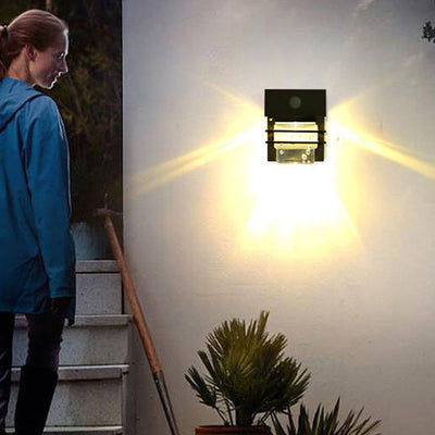 Modern Square Solar Human Sensor LED Outdoor Garden Wall Sconce Lamp