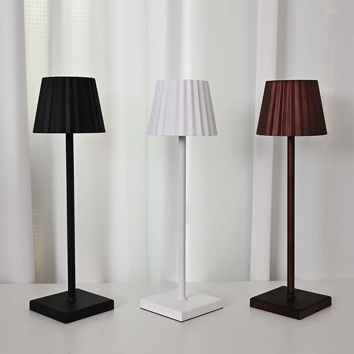 Modern Minimalist Aluminum Pleated Cone LED Touch USB Table Lamp For Study
