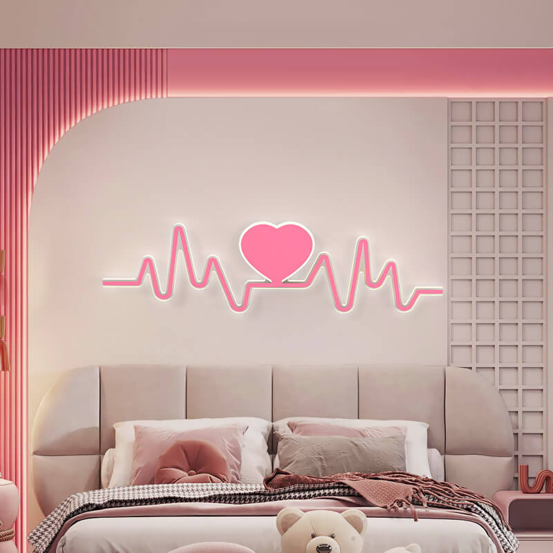 Modern Minimalist Pink Heart Curves LED Wall Sconce Lamp