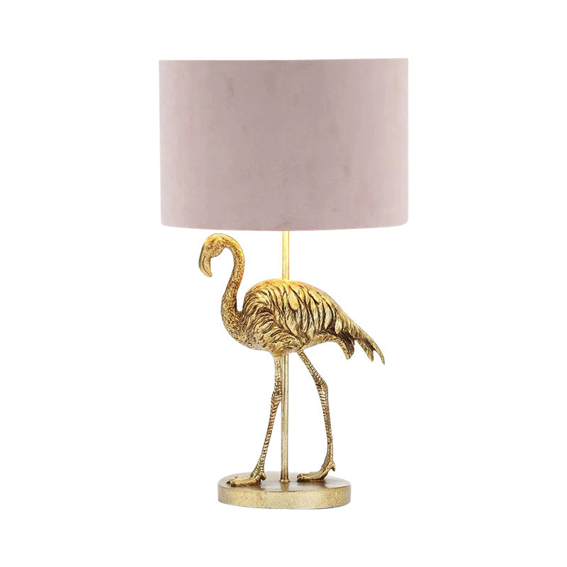 Lámpara de mesa de 1 luz de tela de resina flamenco nórdico de lujo 