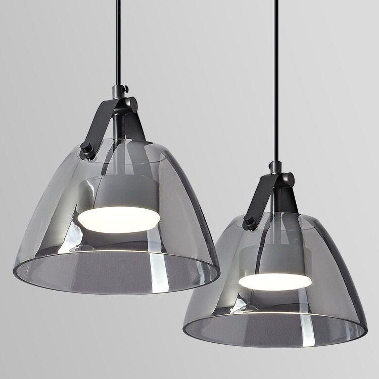 Contemporary Scandinavian Glass Conical Shade LED Island Light Chandelier For Dining Room
