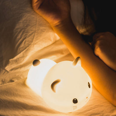 Lampe de Table LED avec Minuterie USB Pat en Silicone Chat Créatif et Mignon 