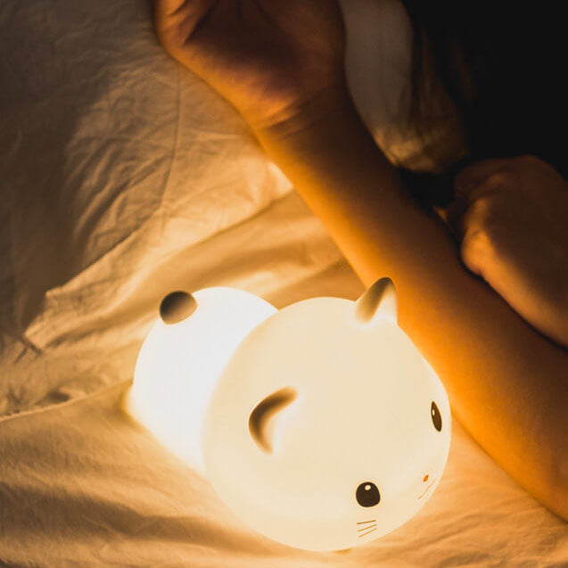 Lampe de Table LED avec Minuterie USB Pat en Silicone Chat Créatif et Mignon 