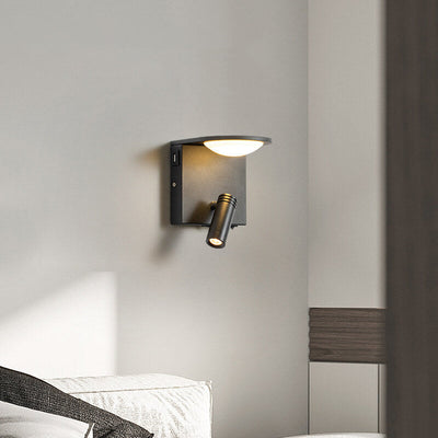 مصباح حائط LED دوار بسيط مربع حديث بمنفذ USB 
