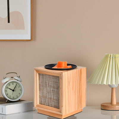 Lampe de table en cire fondue à 1 lumière carrée en bois créatif nordique 