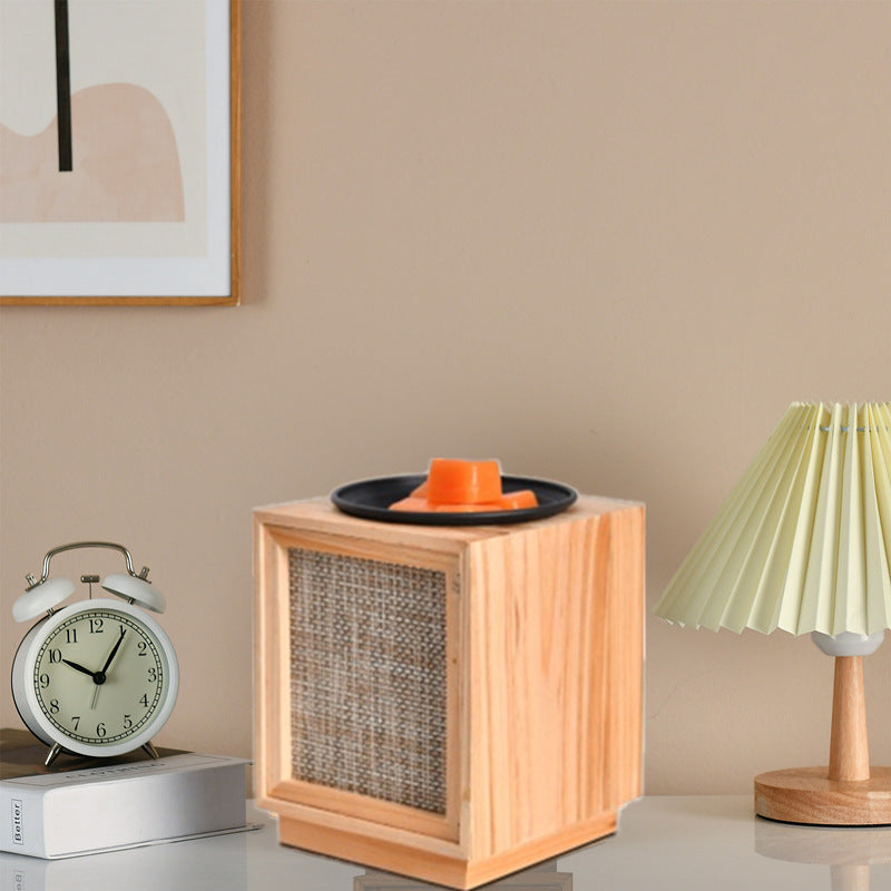 Lampe de table en cire fondue à 1 lumière carrée en bois créatif nordique 