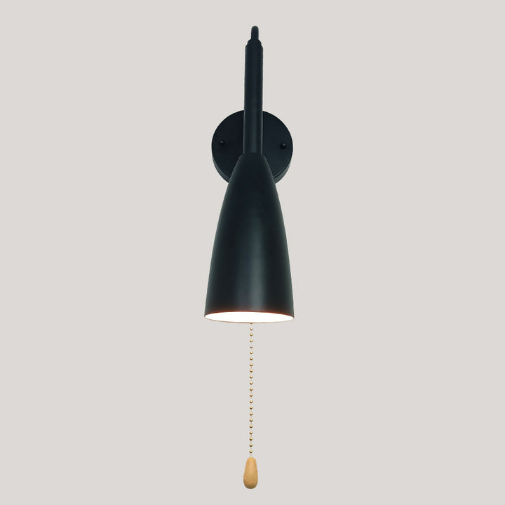 Modern Minimalist Pure Black Ironwood 1-Light Zipper Switch Wall Sconce Lamp