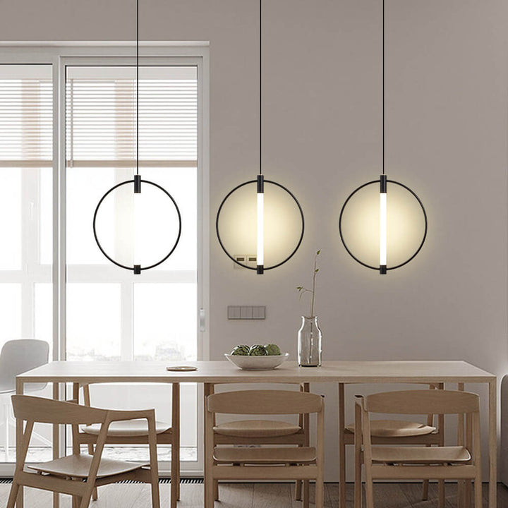 Pendentif LED acrylique en fer forgé avec anneau moderne nordique 