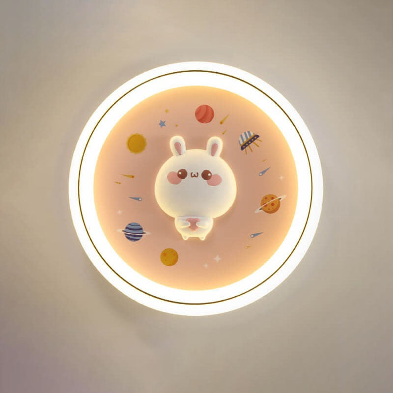 Plafonnier LED encastré en fer pour enfants, lapin de dessin animé moderne 