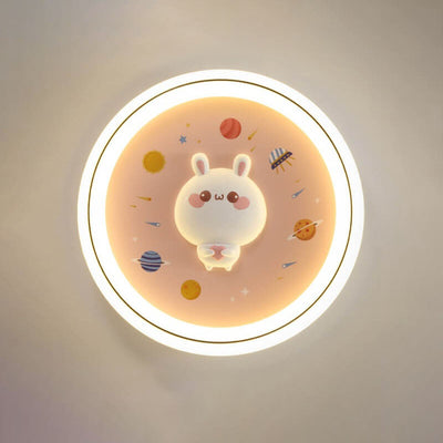 Modern Cartoon Rabbit Children's Iron LED Flush Mount Ceiling Light