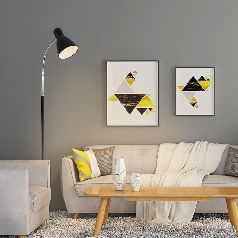 Lampadaire sur pied à 1 lumière avec abat-jour conique en placage de fer simple nordique 