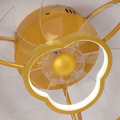 Gold Light Luxury Line Pattern Acrylic LED Flush Mount Ceiling Fan Light