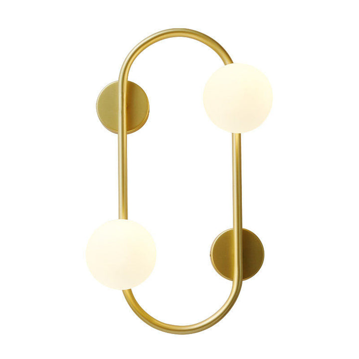 Aplique de pared contemporáneo nórdico de hierro con bola de cristal y aro ovalado de 2 luces para sala de estar 