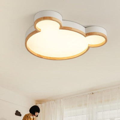 Nordic Wood Bear Shape LED Kids Flush Mount Ceiling Light