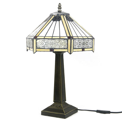 European Vintage Tiffany Alloy Glass 1-Light Table Lamp