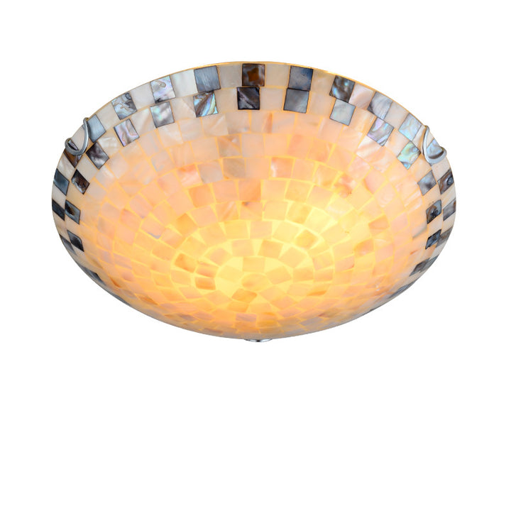 Traditionelle runde LED-Deckenleuchte im Tiffany-Mittelmeer-Mosaik-Muschel-Design für das Wohnzimmer 