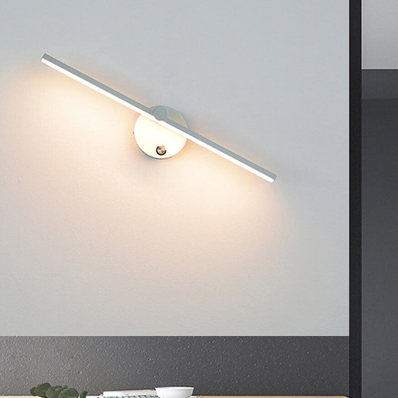 Nordic Minimalist Aluminum Long Bar Switch LED Mirror Wall Sconce Lamp
