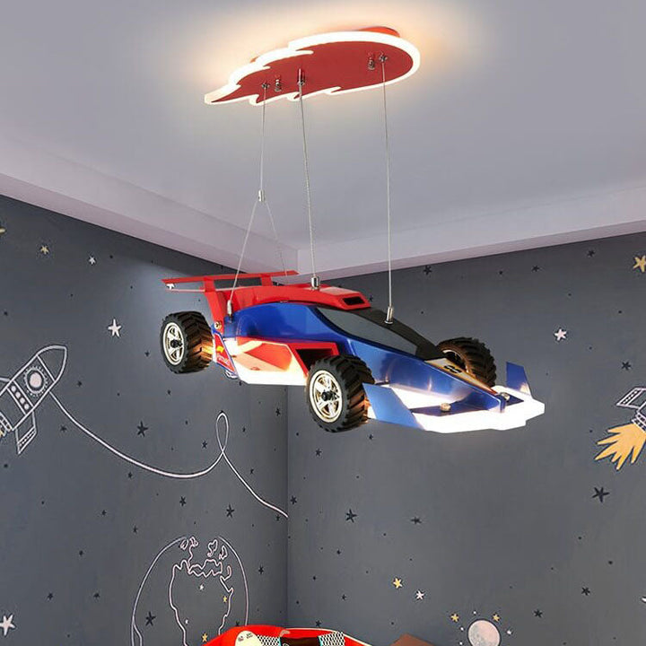 Moderne Kinder Rennbahn Eisen Acryl LED Pendelleuchte 
