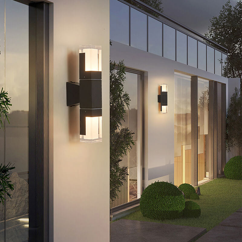 Modern Minimalist Square Column Induction Outdoor Waterproof LED Wall Sconce Lamp