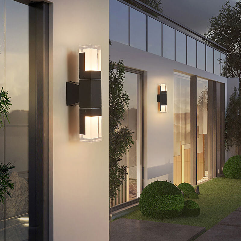 Moderne minimalistische quadratische Säulen-Induktions-wasserdichte LED-Wandleuchte für den Außenbereich 