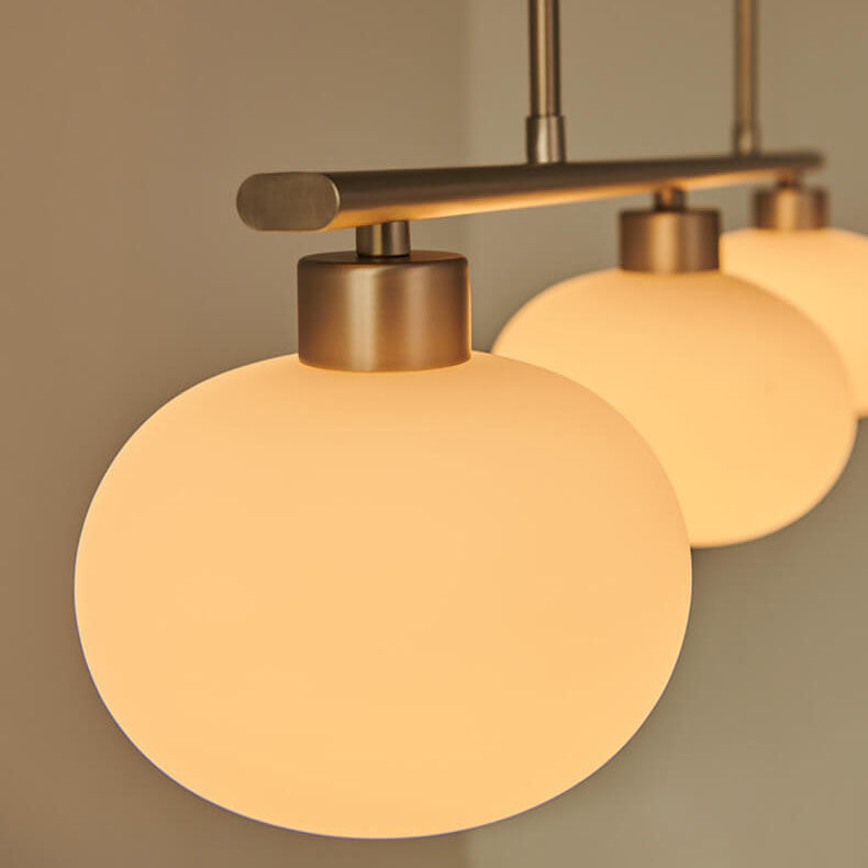 Nordic Long Light Luxury Glass Dome Shade 3-Light Chandelier