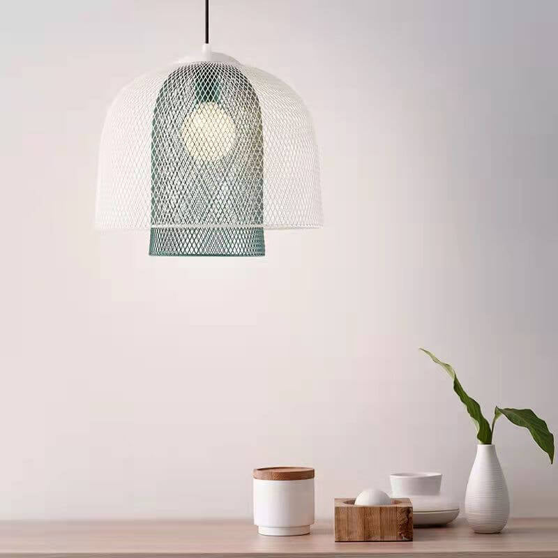 Lampe suspendue à 1 lumière au design de cage à oiseaux simple et créative nordique 