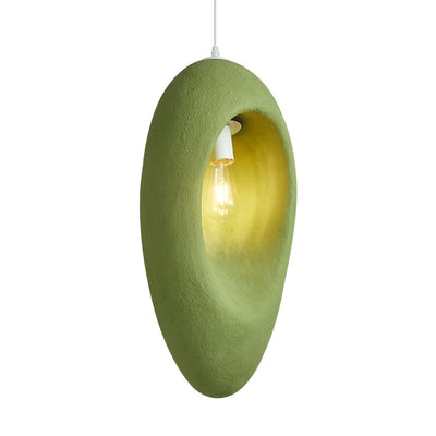 Japanese Wabi-sabi Green Oval 1-Light Pendant Light