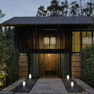 Moderna luz de paisaje de jardín LED para exteriores con energía solar, impermeable, de acero inoxidable cilíndrico, para insertar en el suelo del césped 