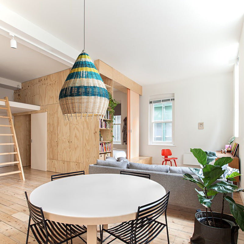 Modern Colorful Bamboo Weaving 1-Light Pendant Light