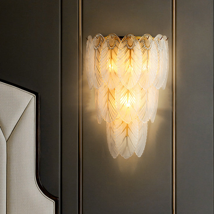 Europäische leichte Luxus-Feder-Eisen-Glas 2/3-Licht Wandleuchte 