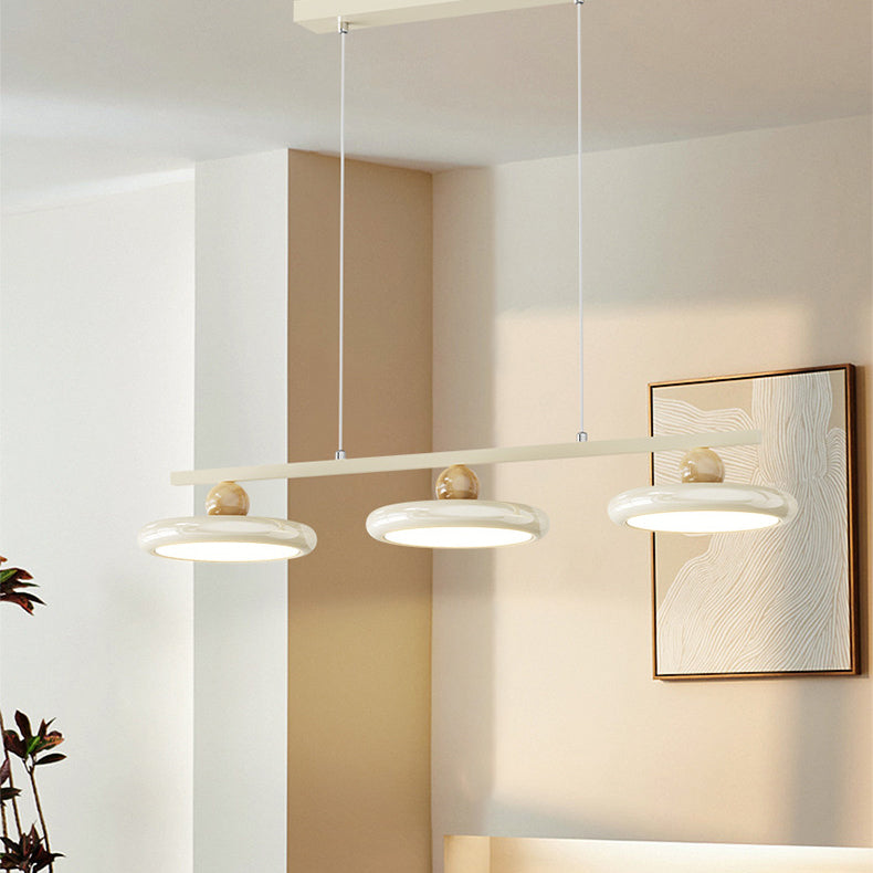 Zeitgenössische Nordic Creme Fliegende Untertasse Glas Schatten LED Insel Licht Kronleuchter Für Wohnzimmer 