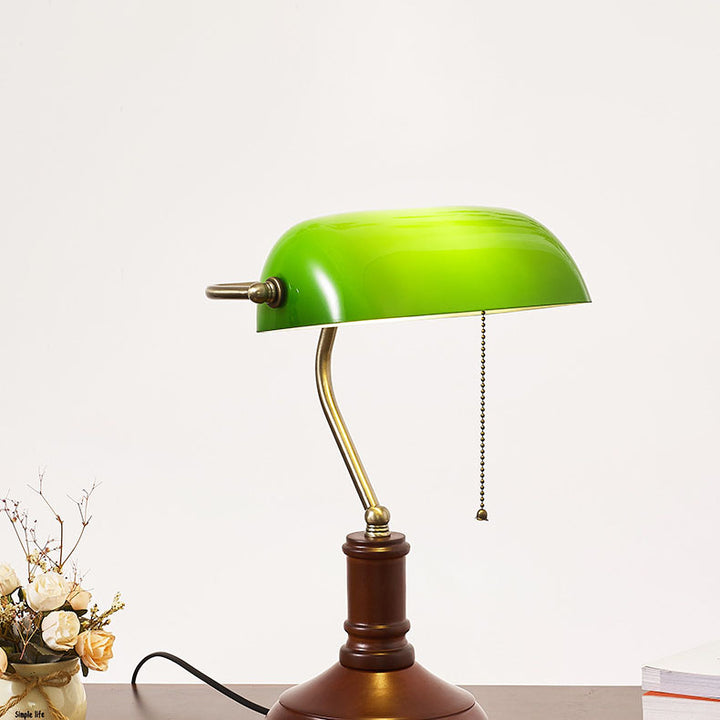 Lámpara de mesa de 1 luz con banco de cristal y madera maciza vintage tradicional con cremallera para dormitorio 