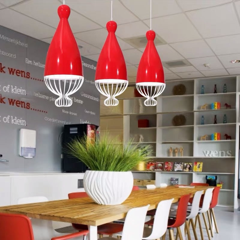 Contemporary Nordic Iron Macaron Bowling Shape 1-Light Pendant Light For Living Room &amp; Dining Room