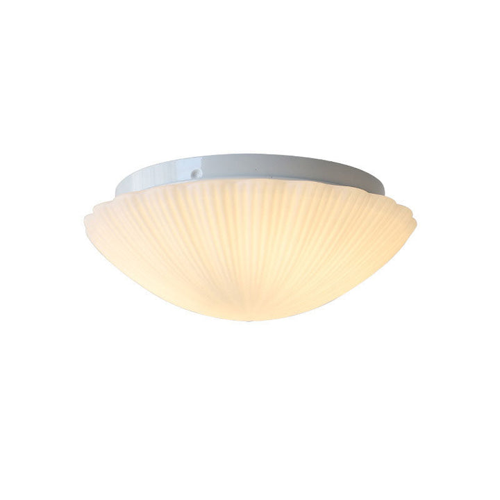 Modern Minimalist Cream Shell Glass LED Flush Mount Ceiling Light For Living Room &amp; Bedroom