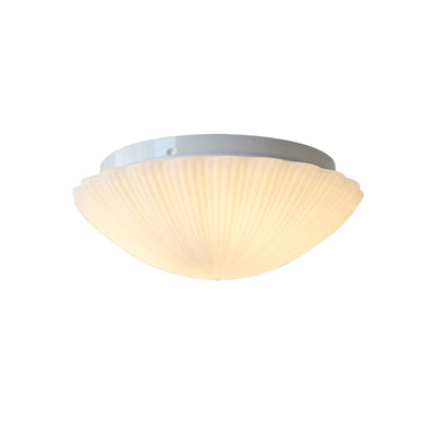 Modern French Cream Shell Glass LED Flush Mount Ceiling Light