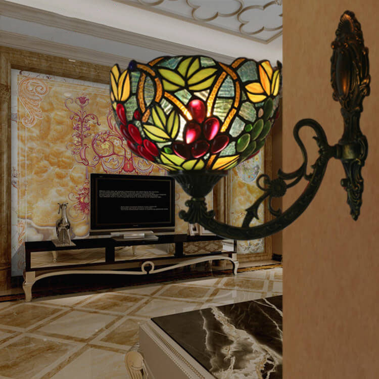 European Vintage Tiffany 1-Light Wall Sconce Lamp