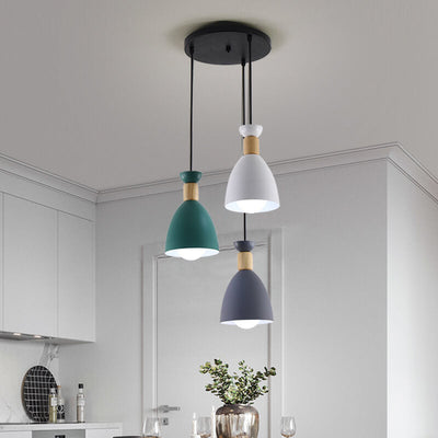 Nordic Simple Macaron Cone 3-Light Island Light Kronleuchter