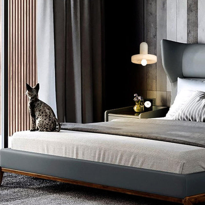 Moderne minimalistische runde Scheibe Marmor 1-Licht Pendelleuchte für Schlafzimmer 