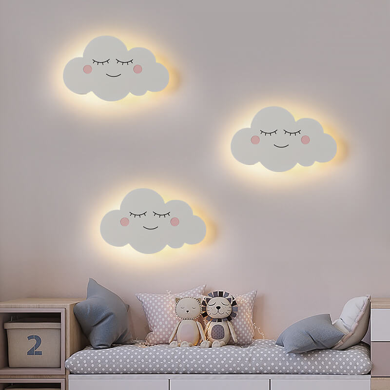 Nordic Creative Clouds Iron Emoji LED Kids Wall Sconce Lamp