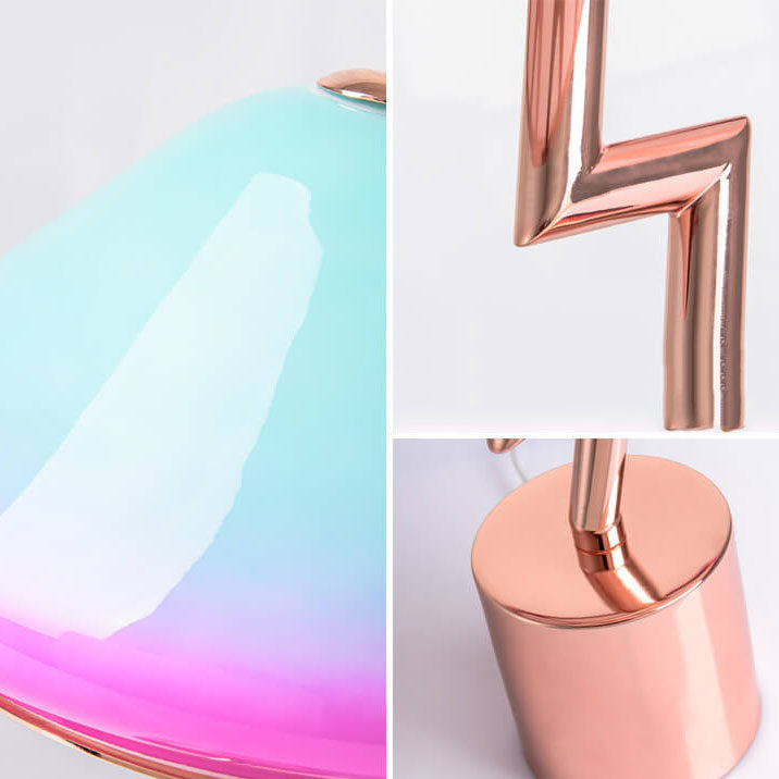 Lampe de table LED en verre, matériel créatif et moderne en forme de champignon coloré 