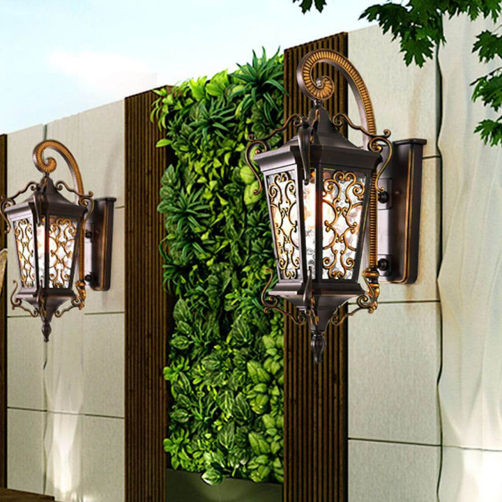 European Retro Iron Waterproof Outdoor Indoor 1-Light Wall Sconce Lamp