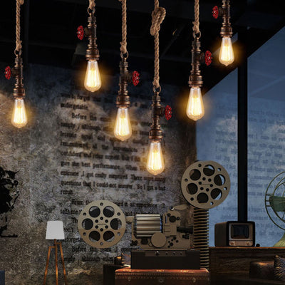 Modern Vintage Industrial Twine Iron 1-Light Pendant Light