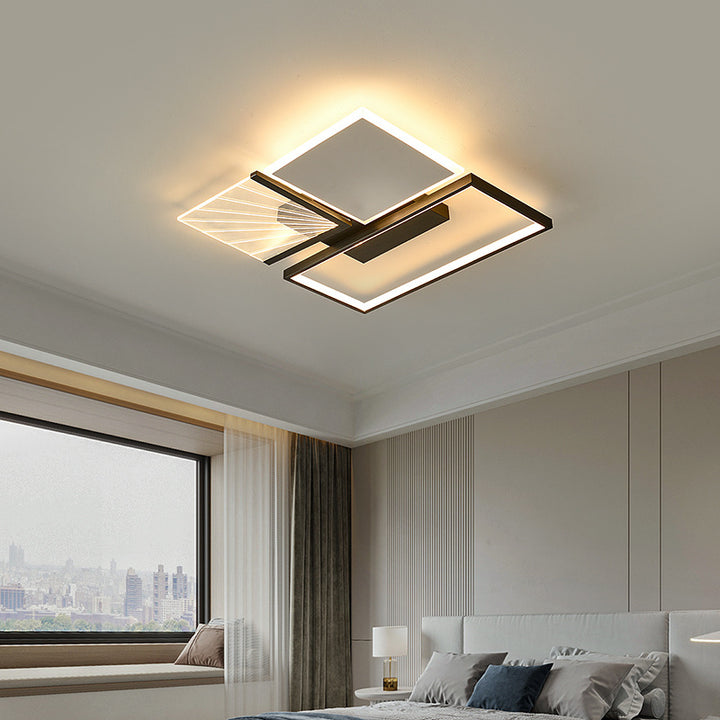 Formes géométriques minimalistes modernes Noir Blanc Fer LED Plafonnier 