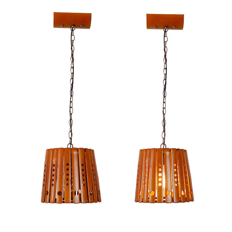 Modern Rustic Antique Hollow Bamboo Weave 1-Light Pendant Light