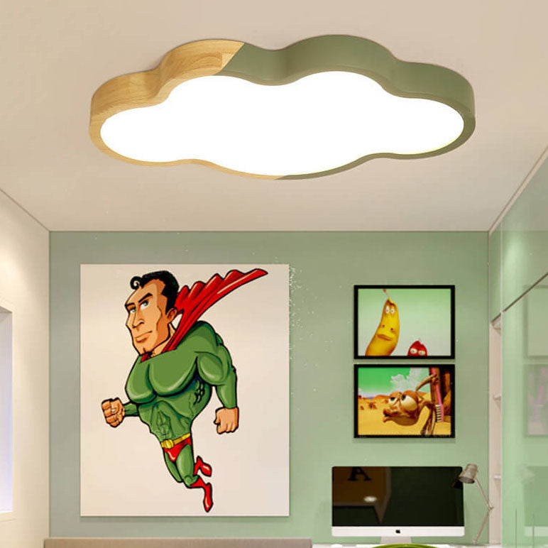 Nordic Logs Cloud Macaroon LED Kids Flush Mount Ceiling Light